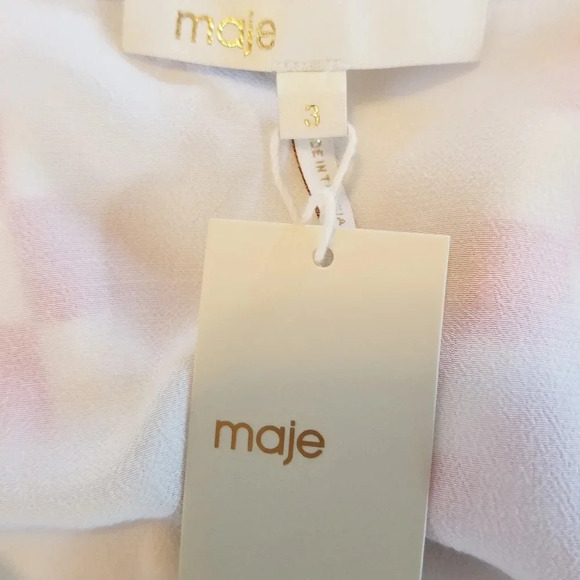 NWT Maje Rolim Striped Skirt Crepe Long Sleeve Dress L - Picture 5 of 8